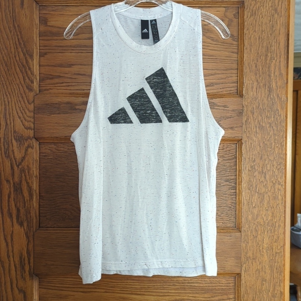 Adidas Women's Ultimate Sleeveless Tank Top White Melange Size Large - Picture 2 of 8
